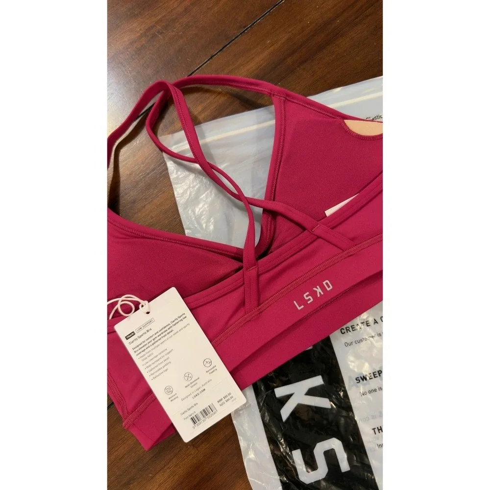 LSKD Clarity Sports Bra Plum Berry Small NWT NEW